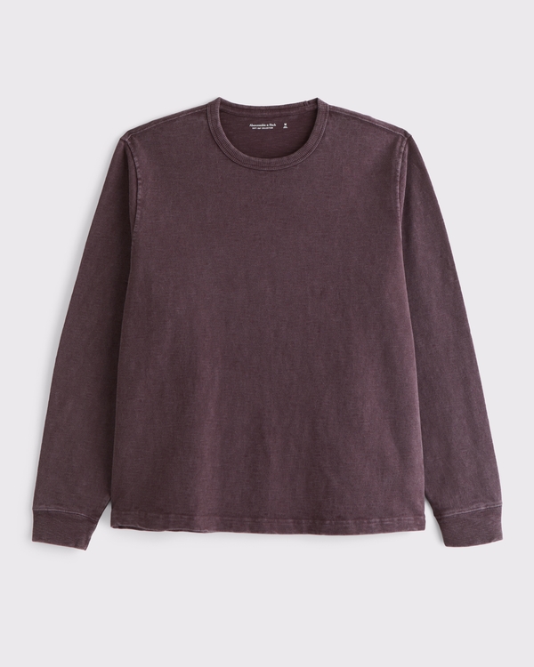Long-Sleeve Premium Heavyweight Slub Tee, Mahogany view 1