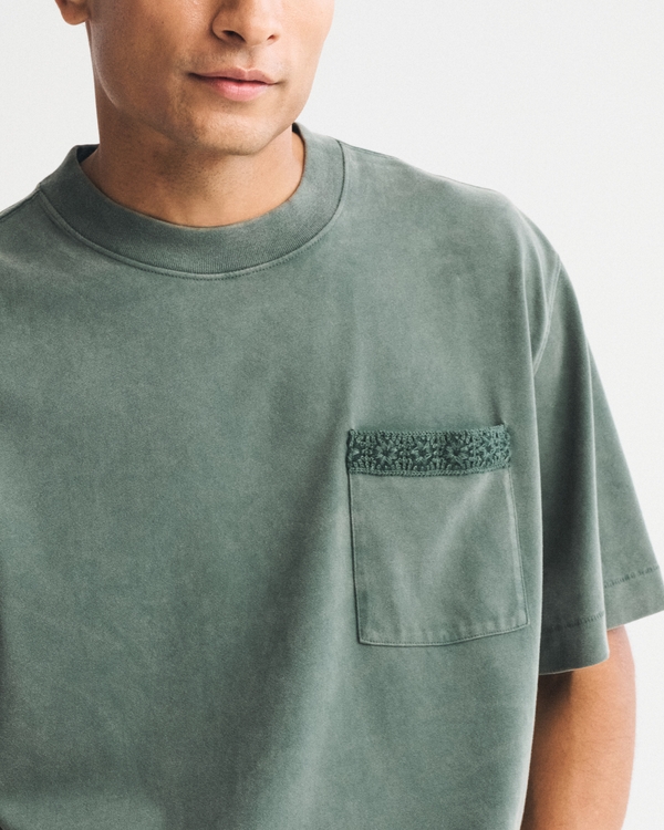 Premium Heavyweight Cropped Tee, Green Wash view 2