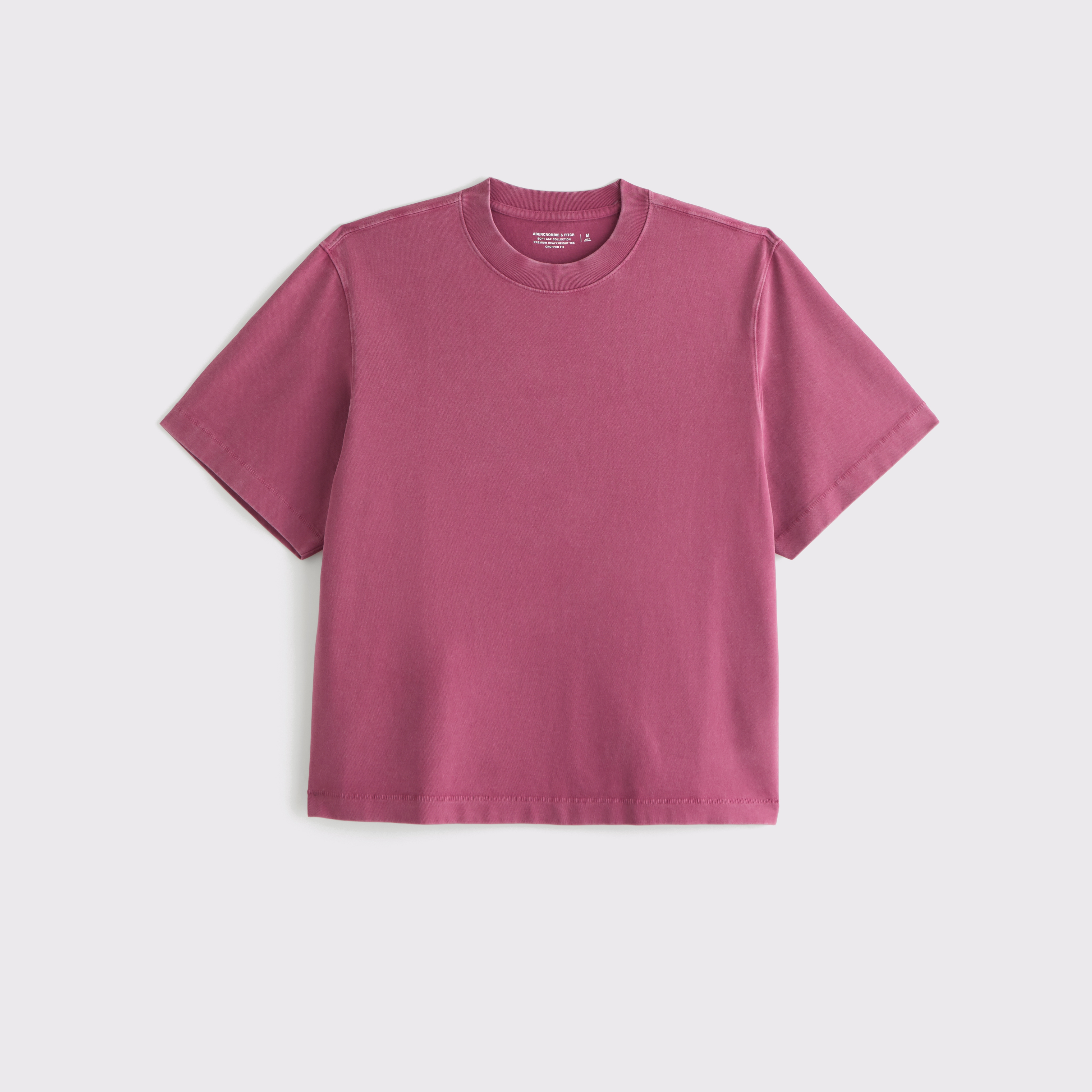 Abercrombie & Fitch Premium Heavyweight Cropped Tee In Pink