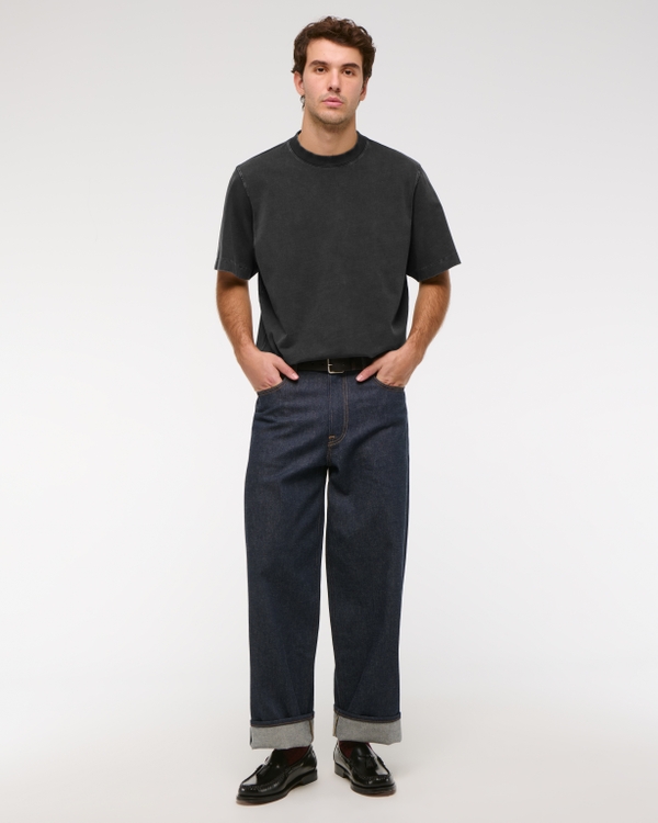 Kurz geschnittenes Premium Heavyweight Tee, Schwarze Waschung view 2