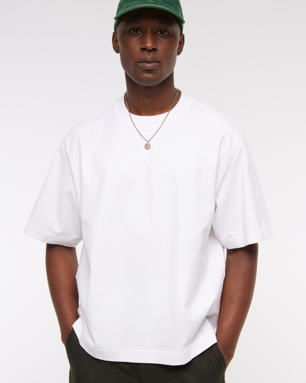 Kurz geschnittenes Premium Heavyweight Tee, Weiss view 2