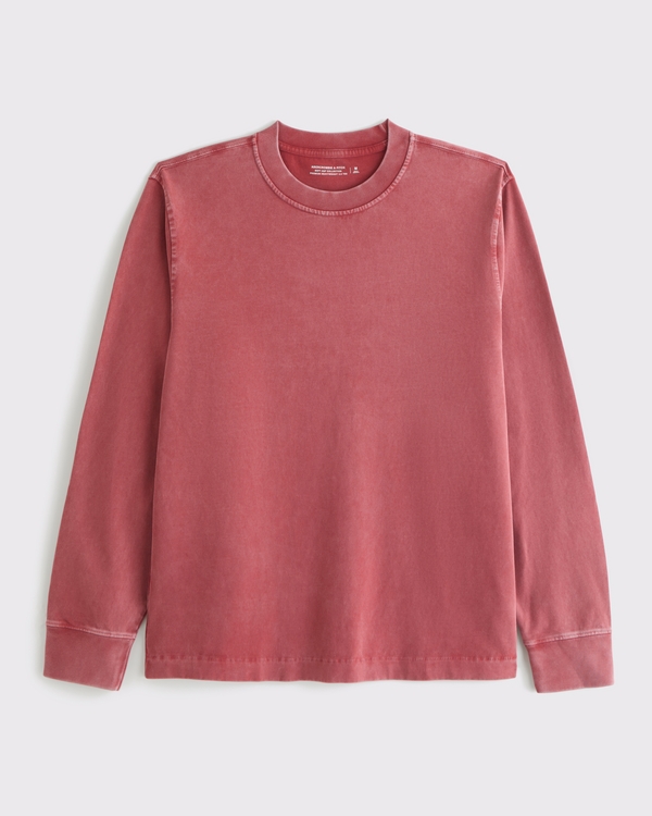 Long-Sleeve Premium Heavyweight 2.0 Tee, Red Wash view 1