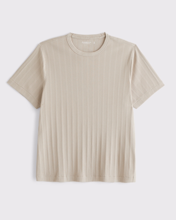 Premium Ribbed Tee, Beige view 1