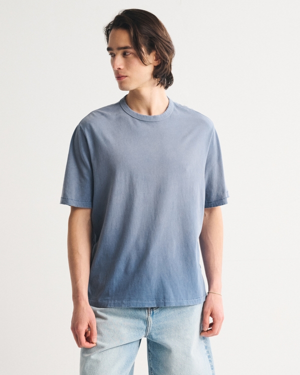 Vintage-Inspired Distressed Tee, Blue Wash view 1