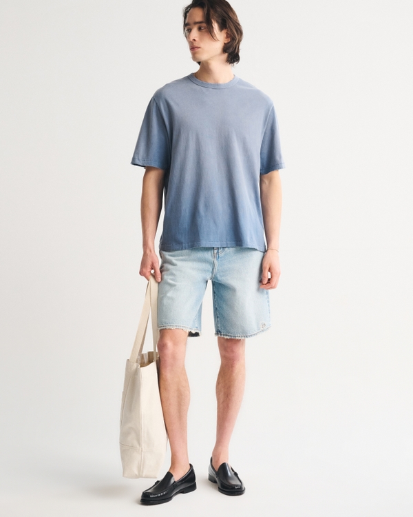 Vintage-Inspired Distressed Tee, Blue Wash view 2