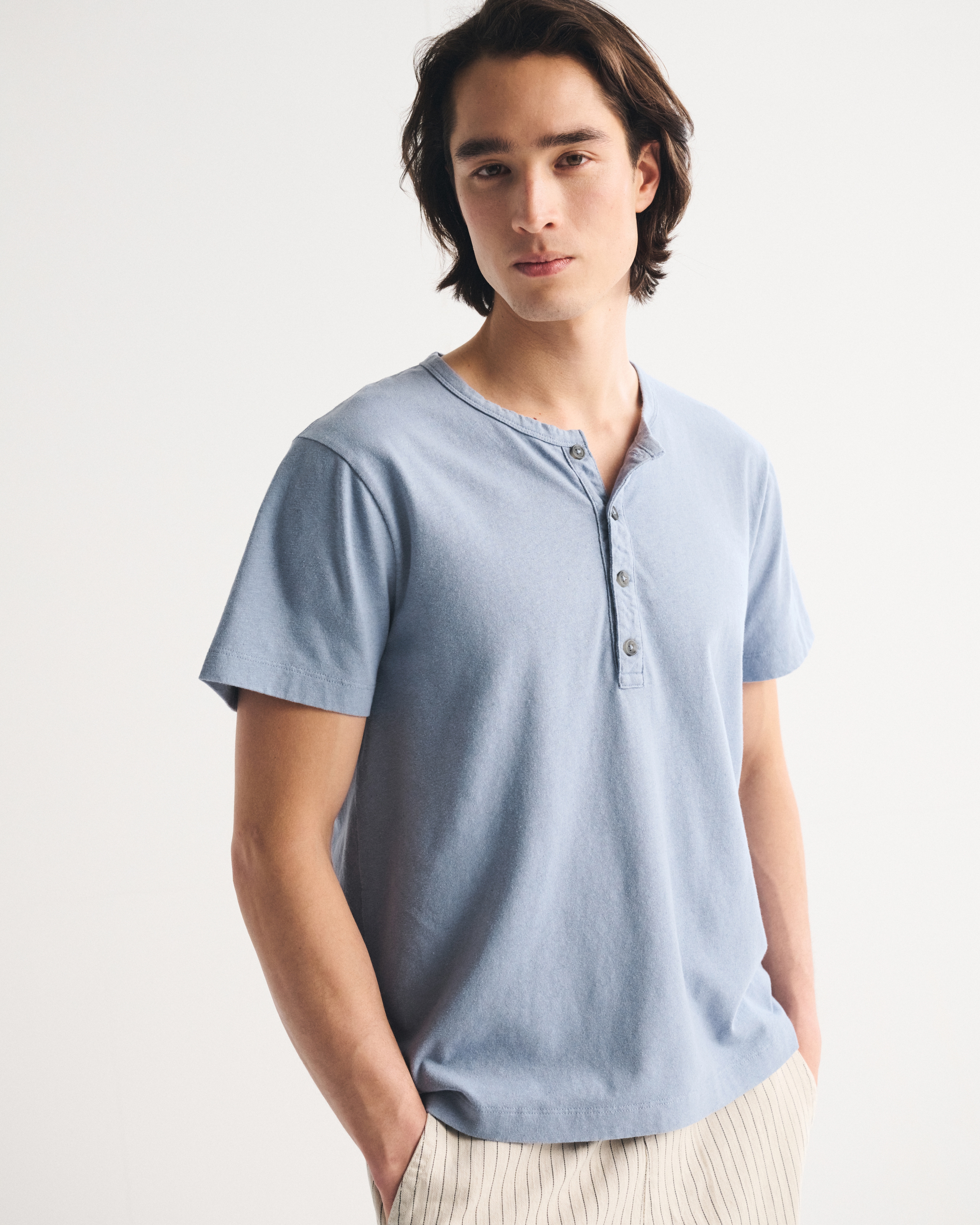 Мужские топы Abercrombie & Fitch Linen-Blend Henley — фото 2