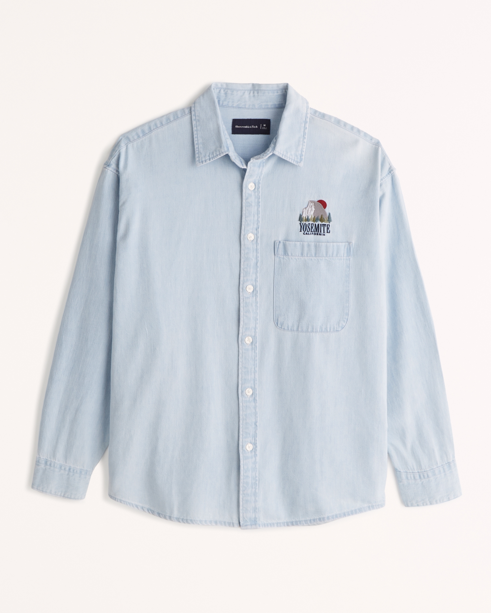 Graphic Denim Button-Up Shirt