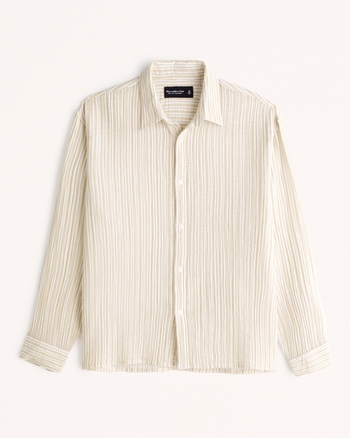 Men's Long-Sleeve Gauzy Button-Up Shirt | Men's Tops | Abercrombie.com