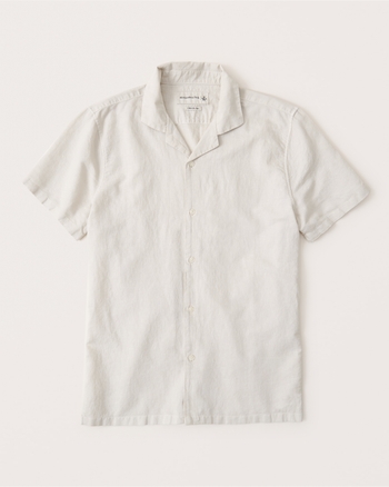 linen camp collar shirt