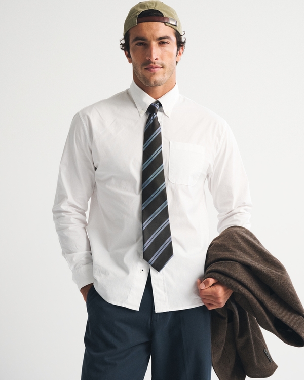 A&F Classic Poplin Shirt, White view 1