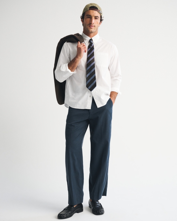 A&F Classic Poplin Shirt, White view 2