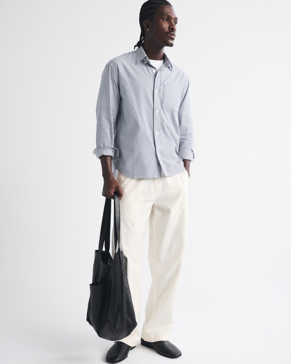 A&F Classic Poplin Shirt, Blue Stripe view 2