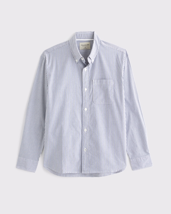 A&F Classic Poplin Shirt, Blue Stripe view 1