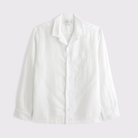 Мужские рубашки Abercrombie & Fitch 100% Linen A&F Resort Button-Up Shirt