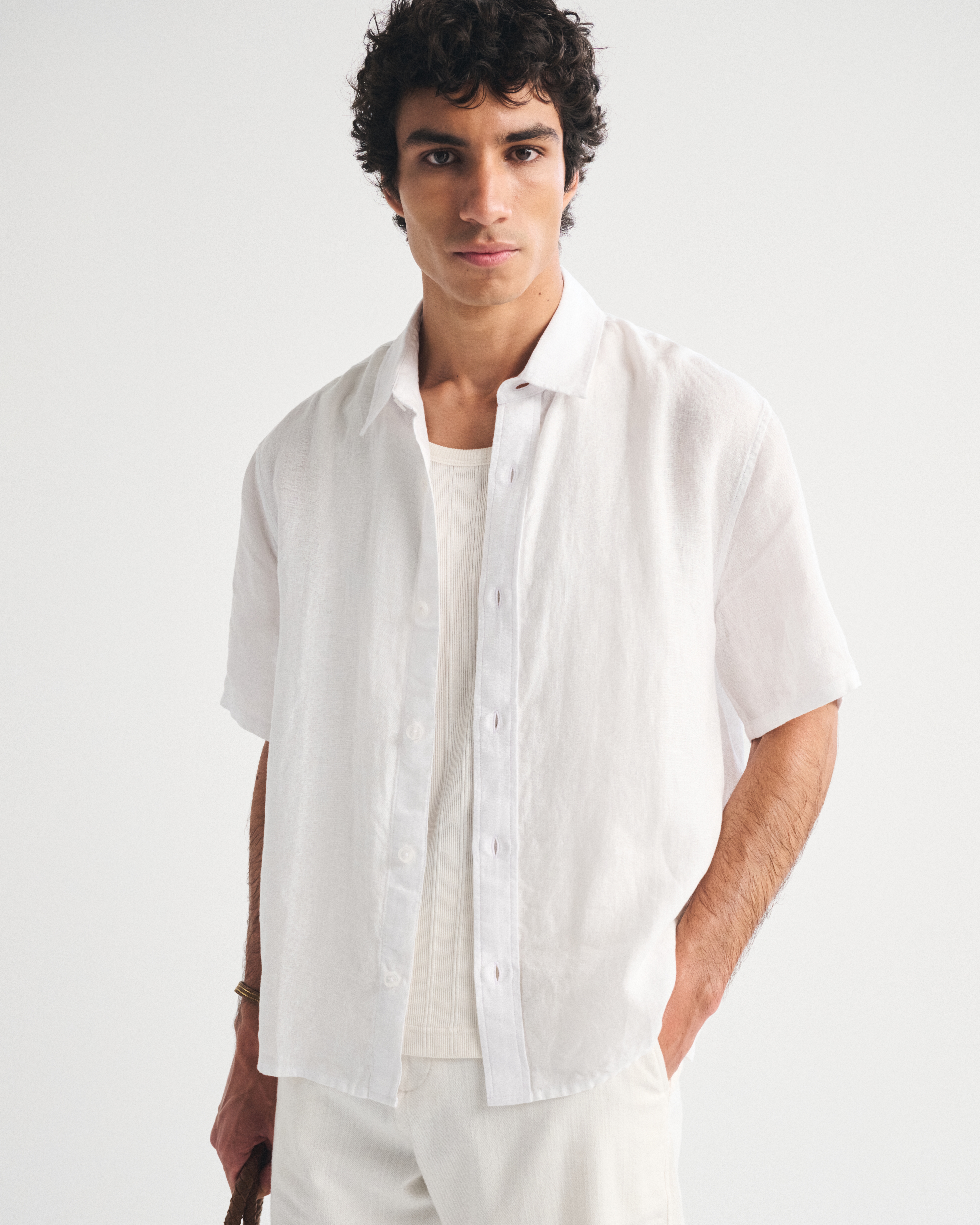 Мужские рубашки Abercrombie & Fitch 100% Linen Short-Sleeve Button-Up Shirt — фото 2