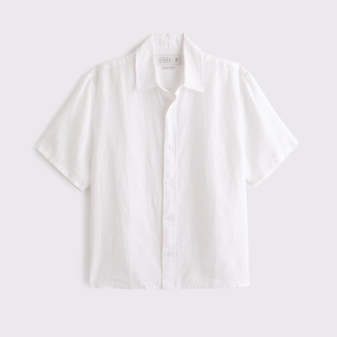 Мужские рубашки Abercrombie & Fitch 100% Linen Short-Sleeve Button-Up Shirt