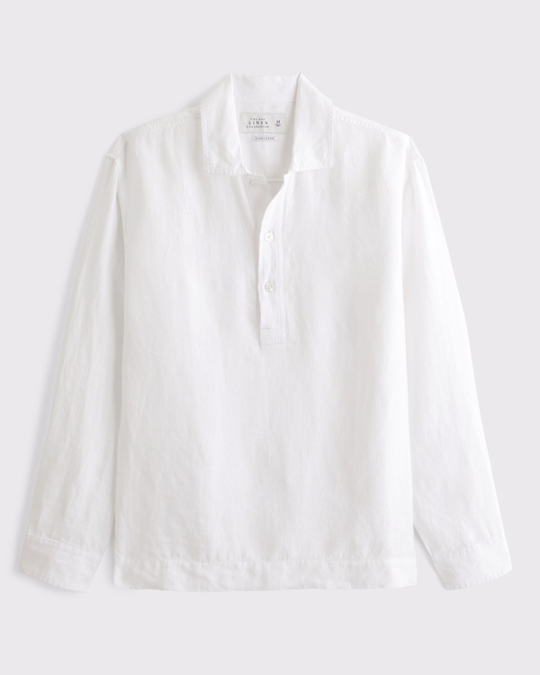 100% Linen Popover, White view 1