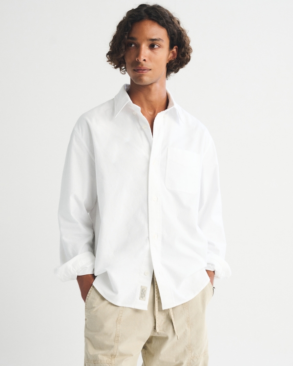 A&F Classic Oxford Shirt, White view 1