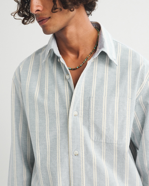 A&F Classic Oxford Shirt, Light Blue Stripe view 1