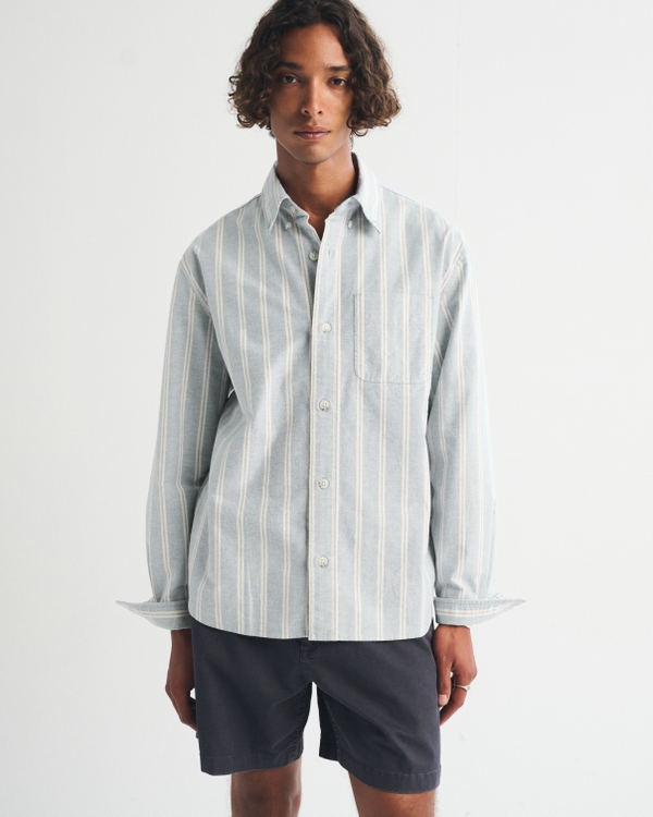 A&F Classic Oxford Shirt, Light Blue Stripe view 2