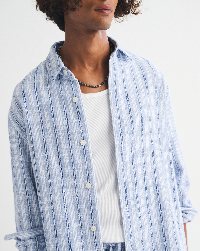 100% Cotton Slub Button-Up Shirt - thumbnail 7
