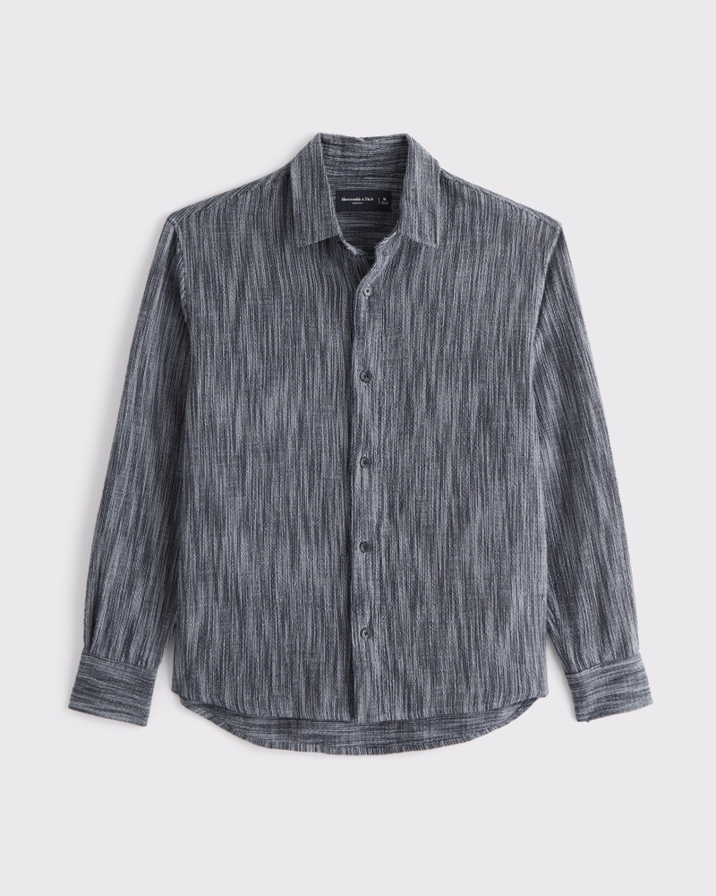 100% Cotton Slub Button-Up Shirt - thumbnail 2