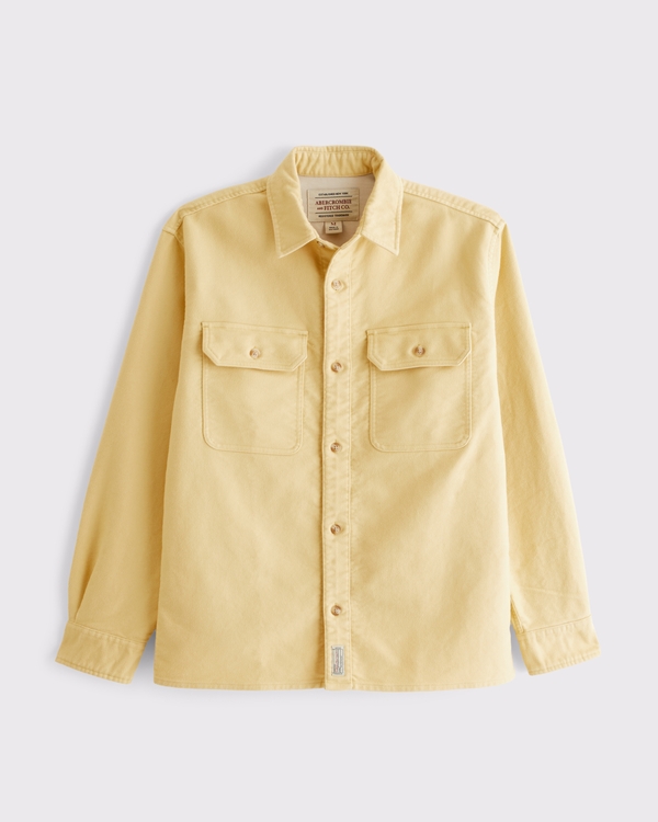 100% Cotton Shirt Jacket, Yellow view 1