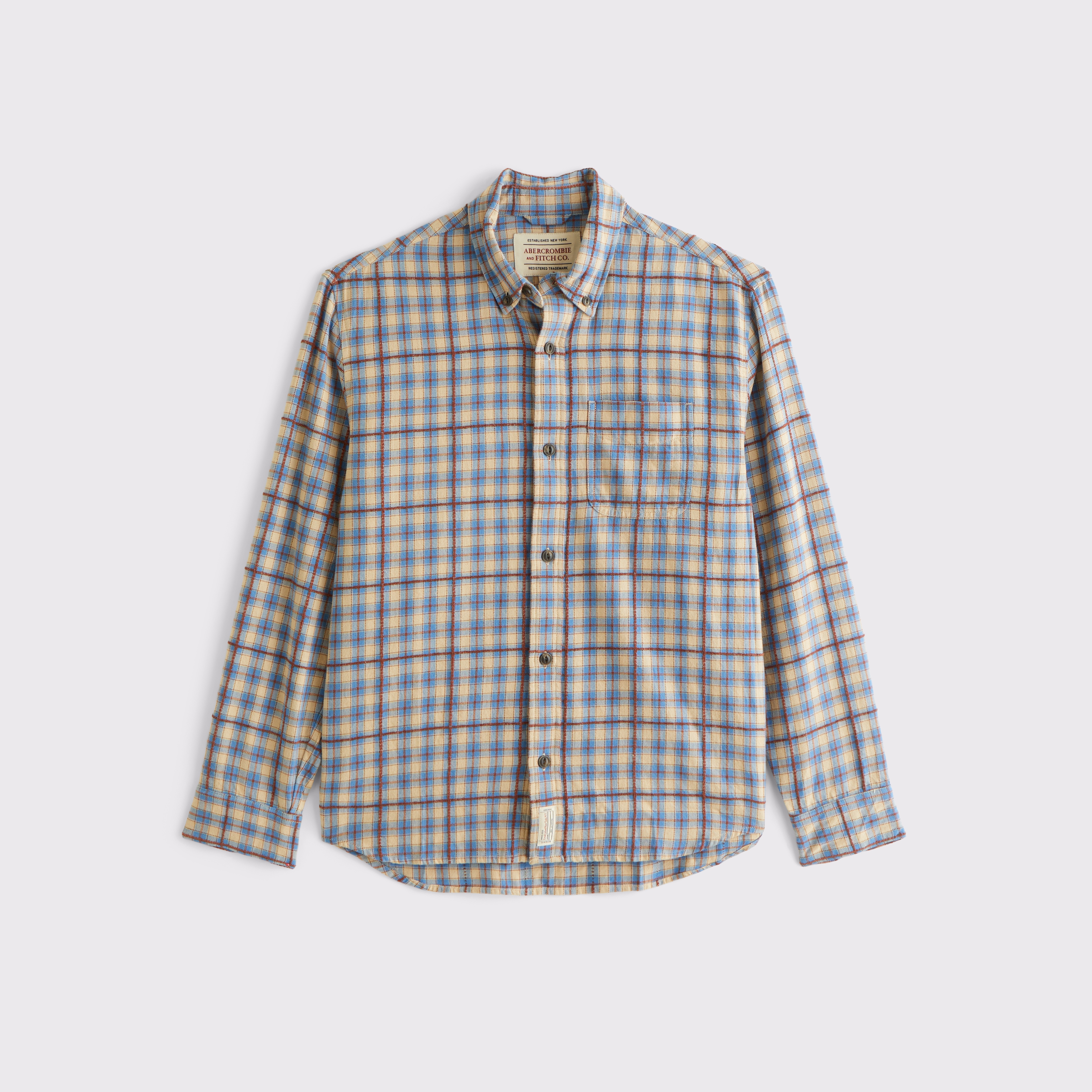 Abercrombie & Fitch 100% Cotton Textured Flannel, цвет: Синий клетчатый — фото 1
