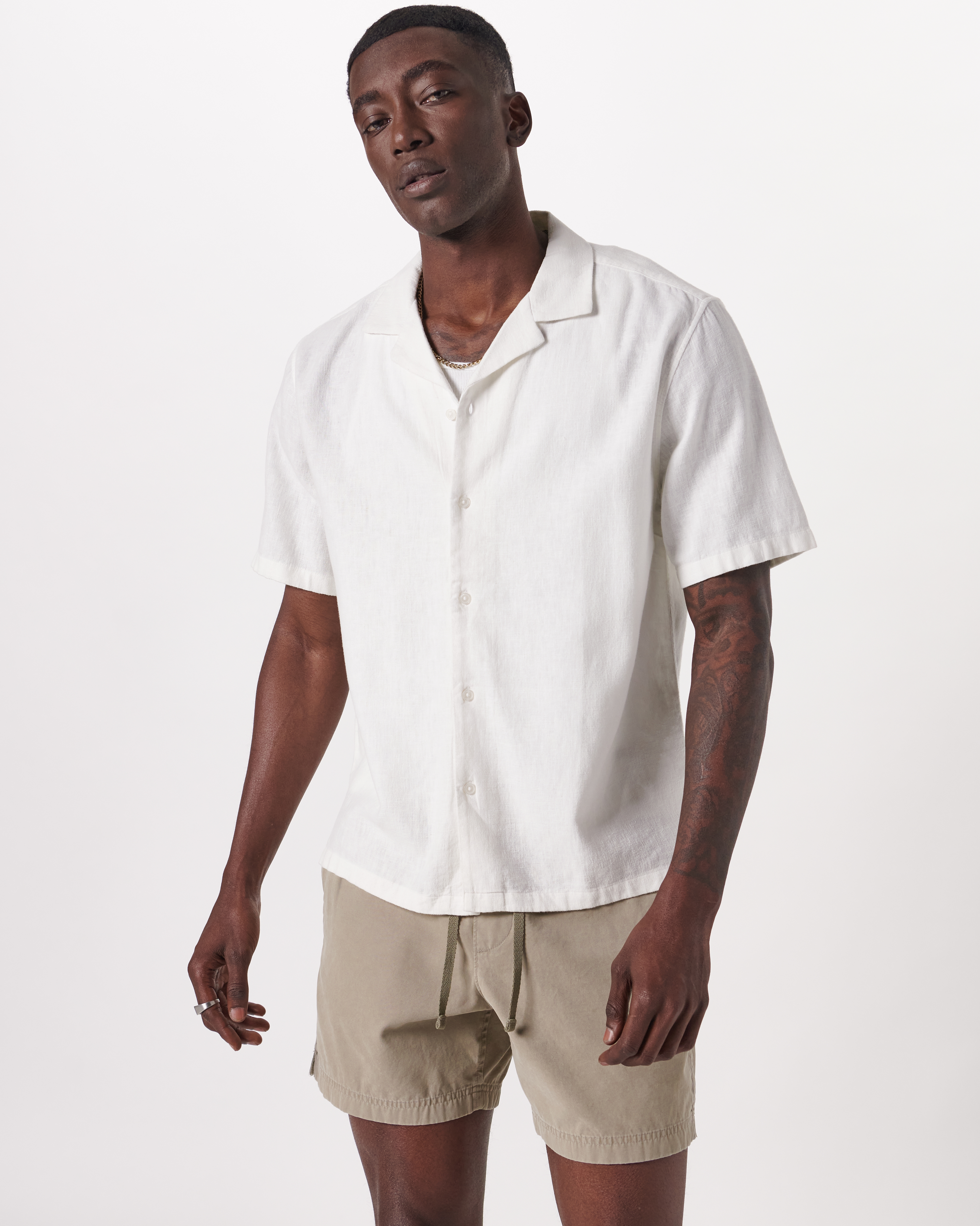 White polo button outlet up short sleeve