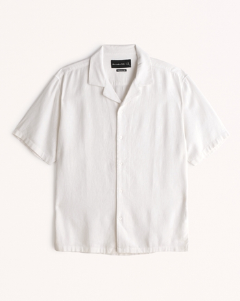 Men's Camp Collar Linen-Blend Shirt | Men's Clearance | Abercrombie.com