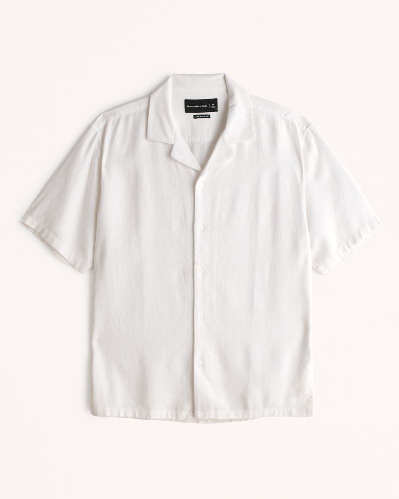 Men's Camp Collar Linen-Blend Shirt | Men's Tops | Abercrombie.com