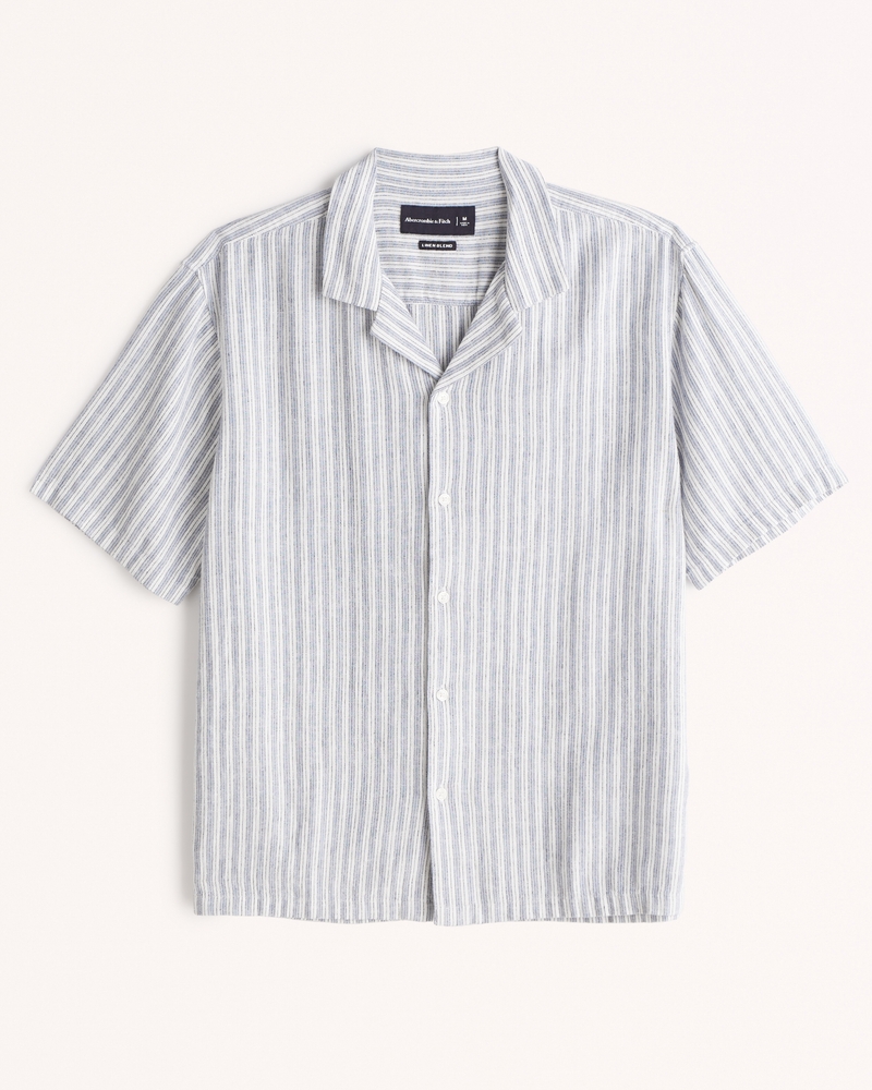 Men's Camp Collar Linen-Blend Shirt | Men's Clearance | Abercrombie.com