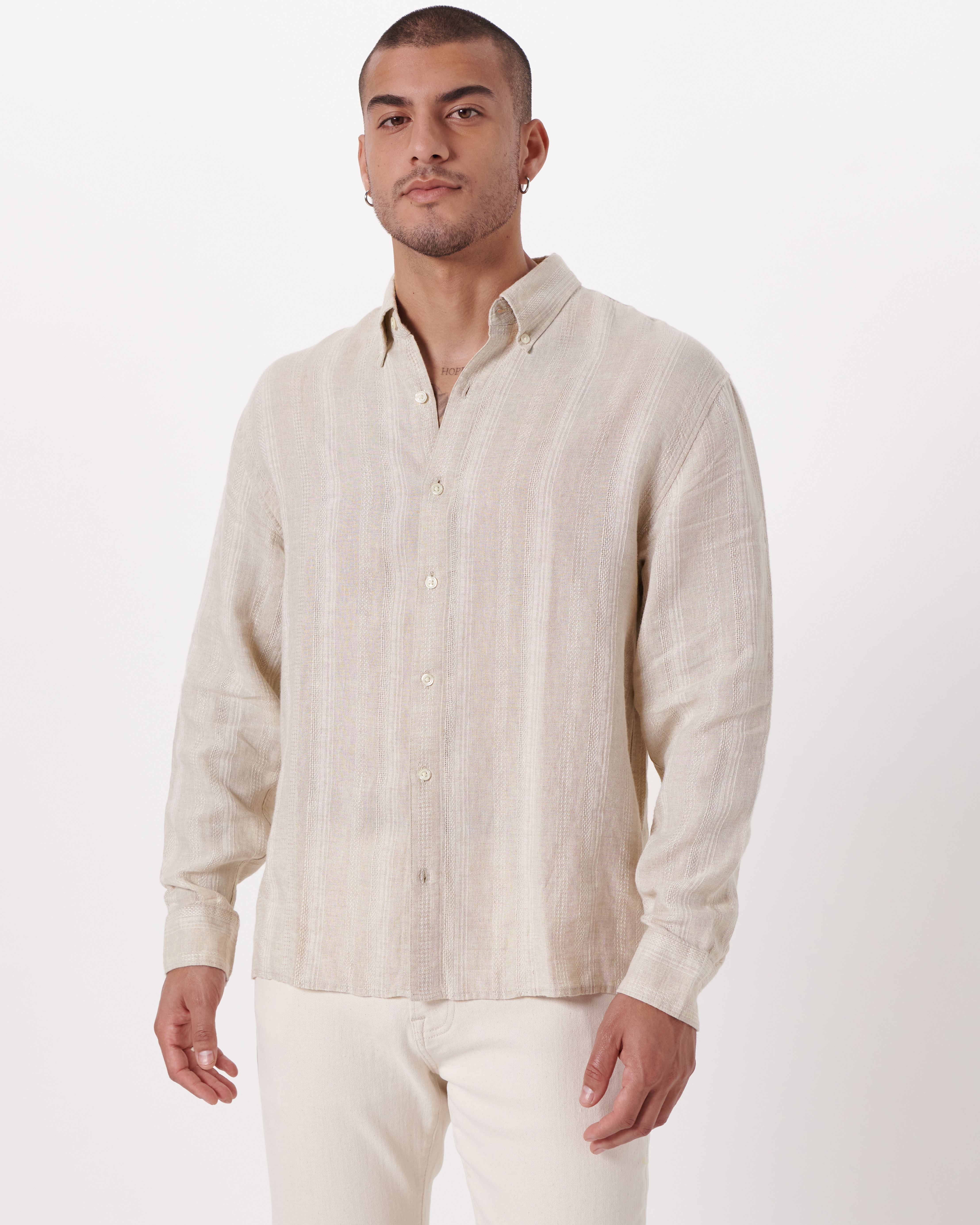 Men's Linen-Blend Button-Up Shirt | Men's Clearance | Abercrombie.com