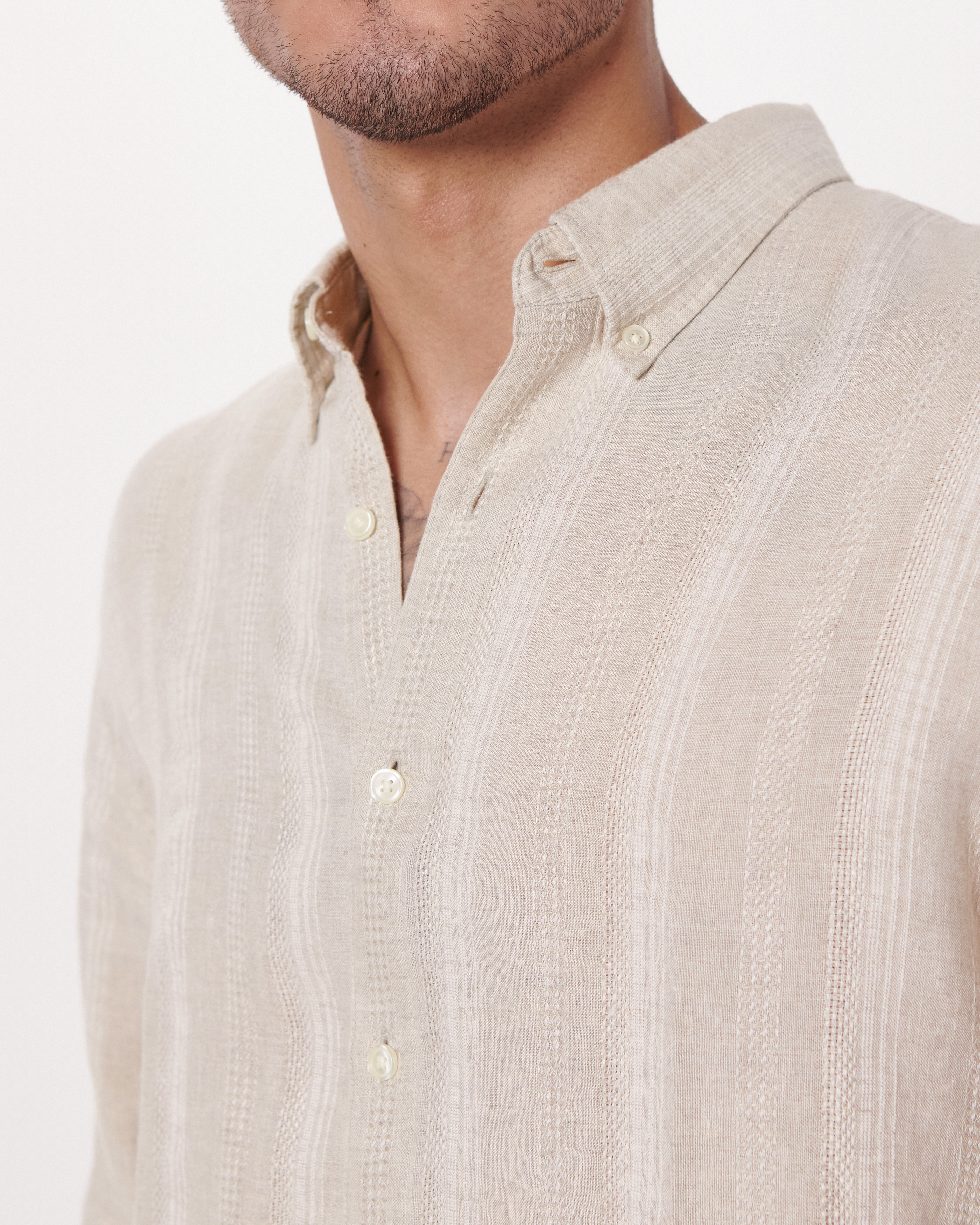 Men's Linen-Blend Button-Up Shirt | Men's Sale | Abercrombie.com