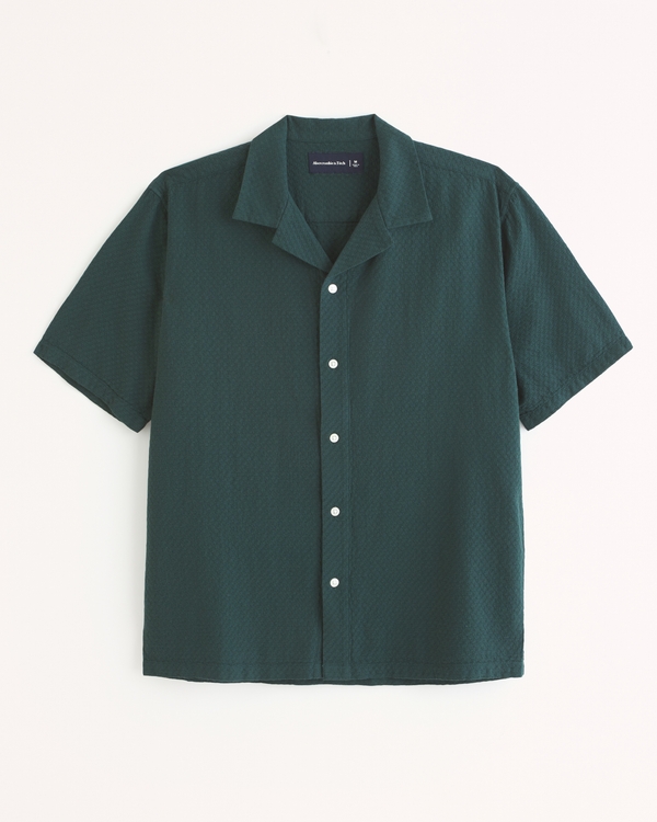 Men's Camp Collar Textured Button-Up Shirt | Men's Sale | Abercrombie.com