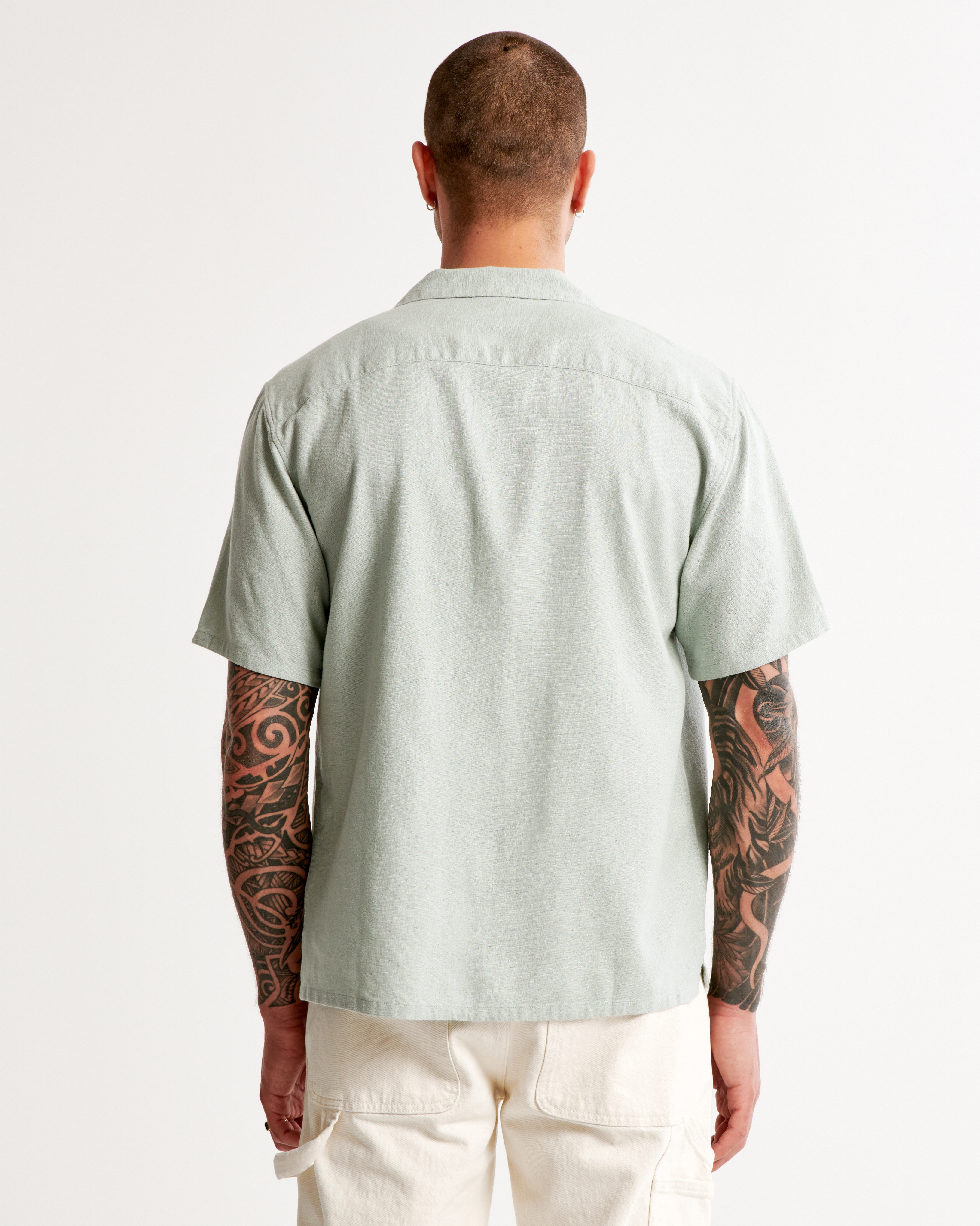 Camp Collar Summer Linen-Blend Embroidered Shirt