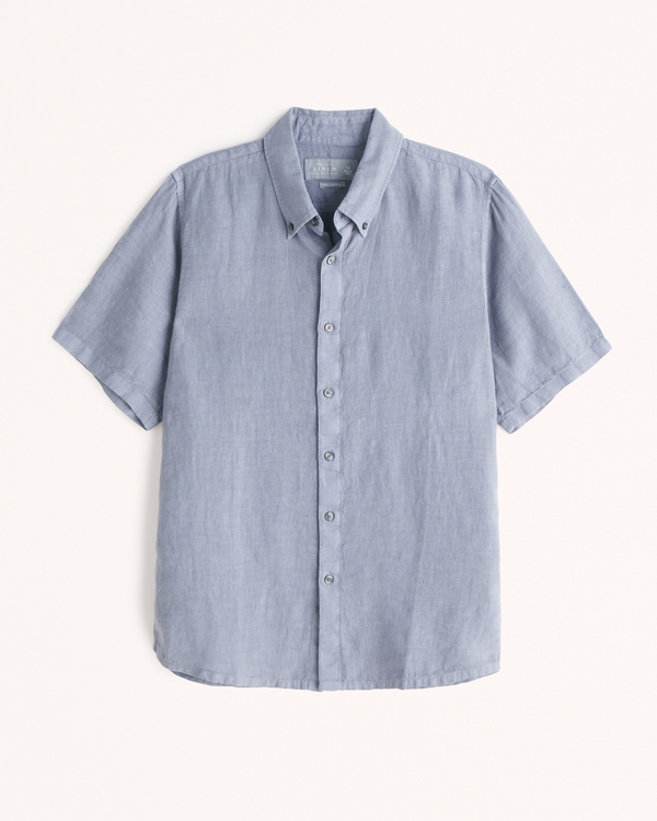Men's Short-Sleeve Linen Button-Up Shirt | Men's Clearance ...