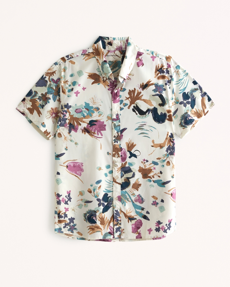 SSLR Big Girl's Floral Button Down Short Sleeve Hawaiian Shirt