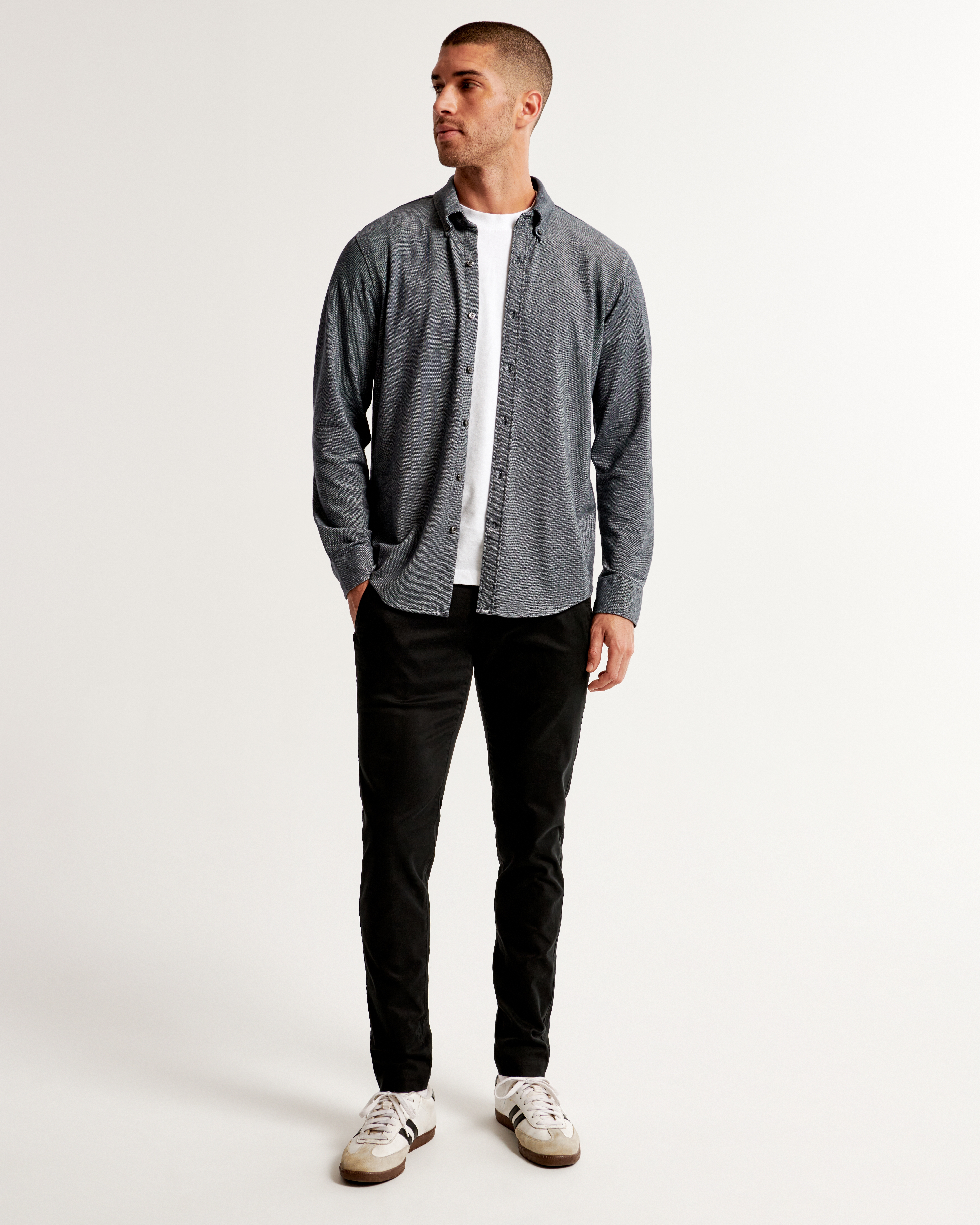 Men's Long-Sleeve Performance Button-Up Shirt | Men's Tops | Abercrombie.com