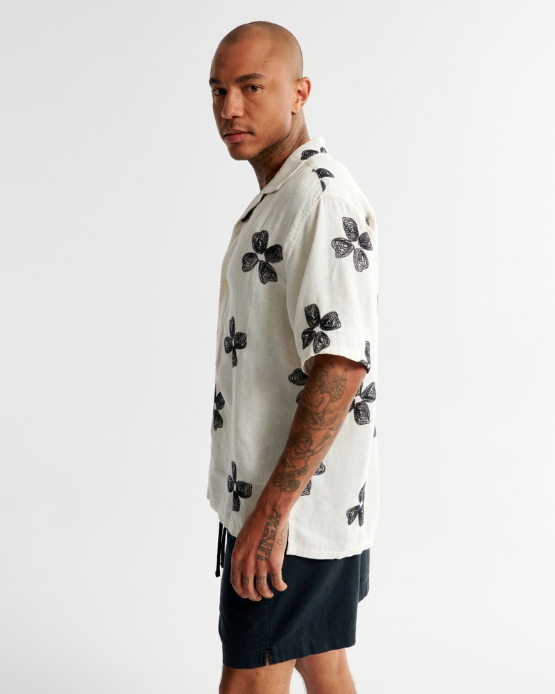 ASOS DESIGN dropped shoulder oversized camp collar shirt in Hawaiian floral  print