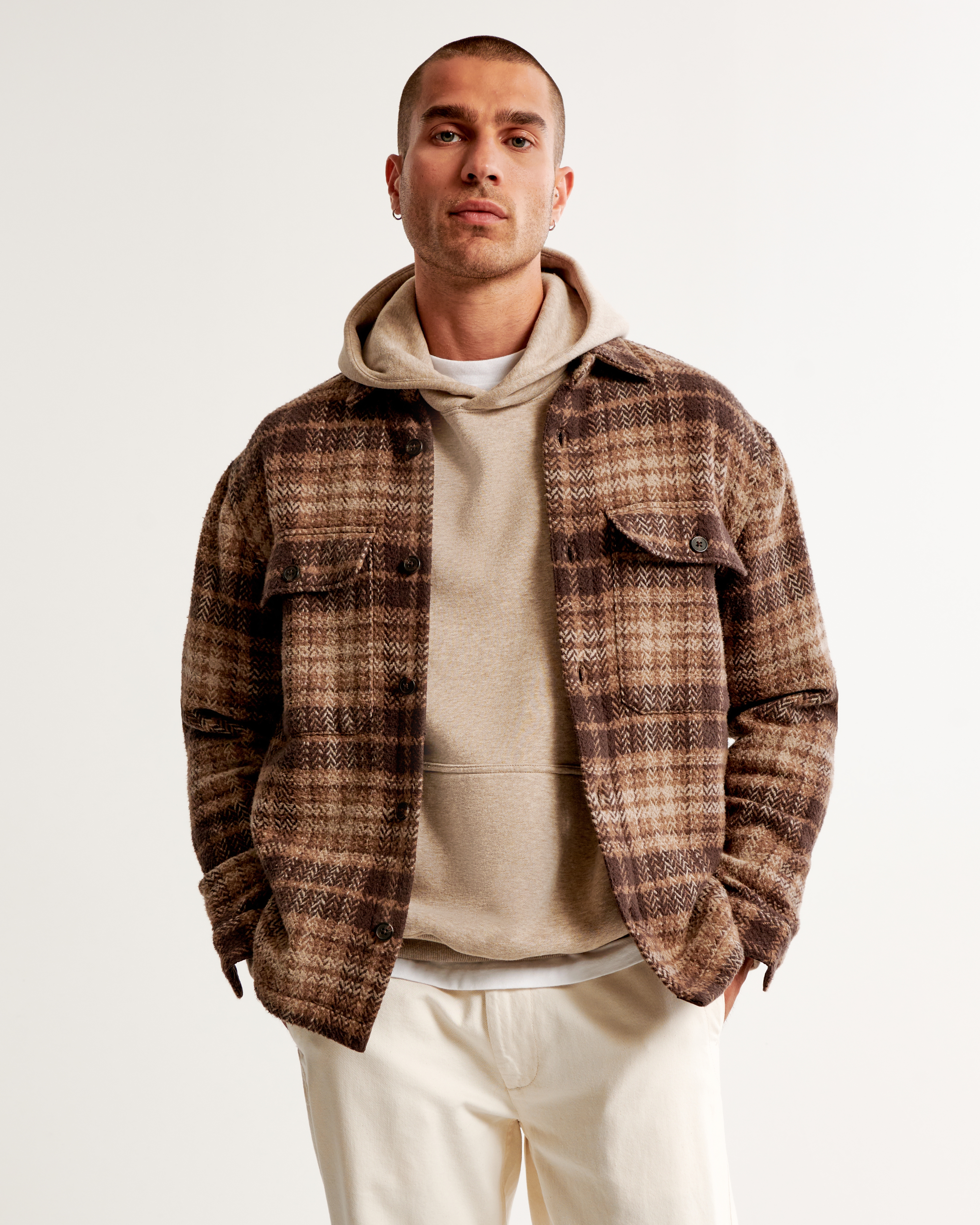 Flannel shirt outlet with jacket