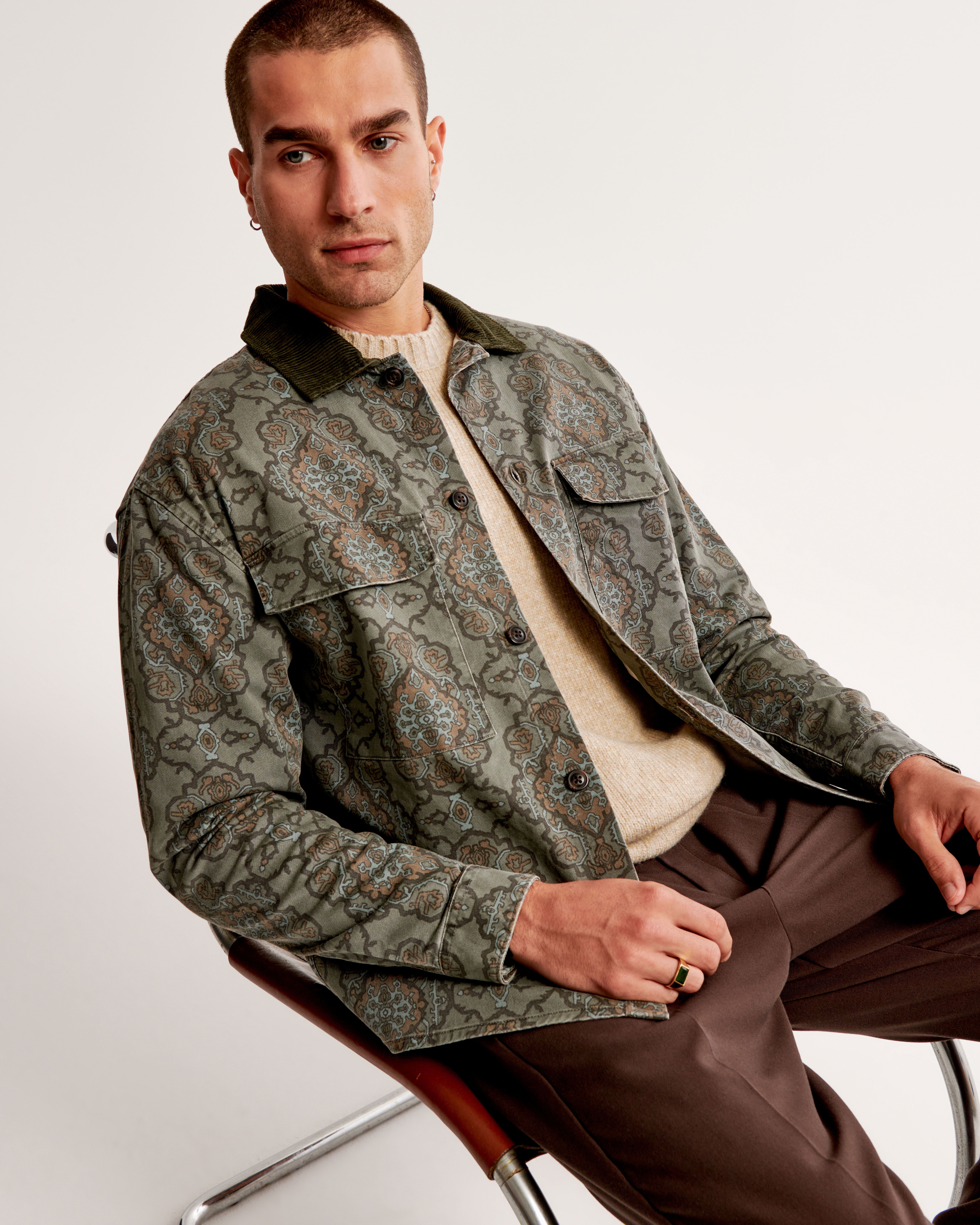 Men's Twill Tapestry Shirt Jacket | Men's Tops | Abercrombie.com