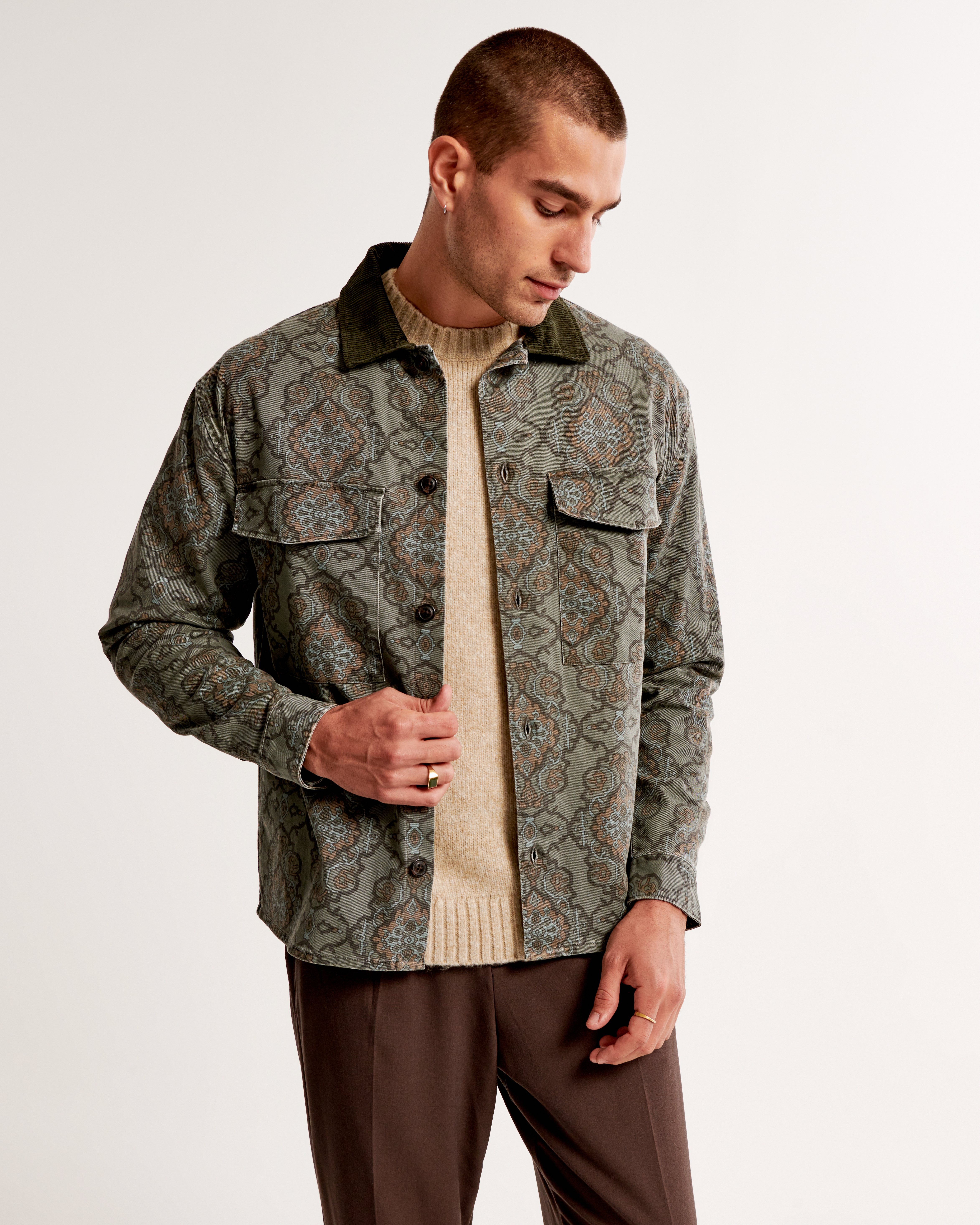 Men's Twill Tapestry Shirt Jacket | Men's Tops | Abercrombie.com