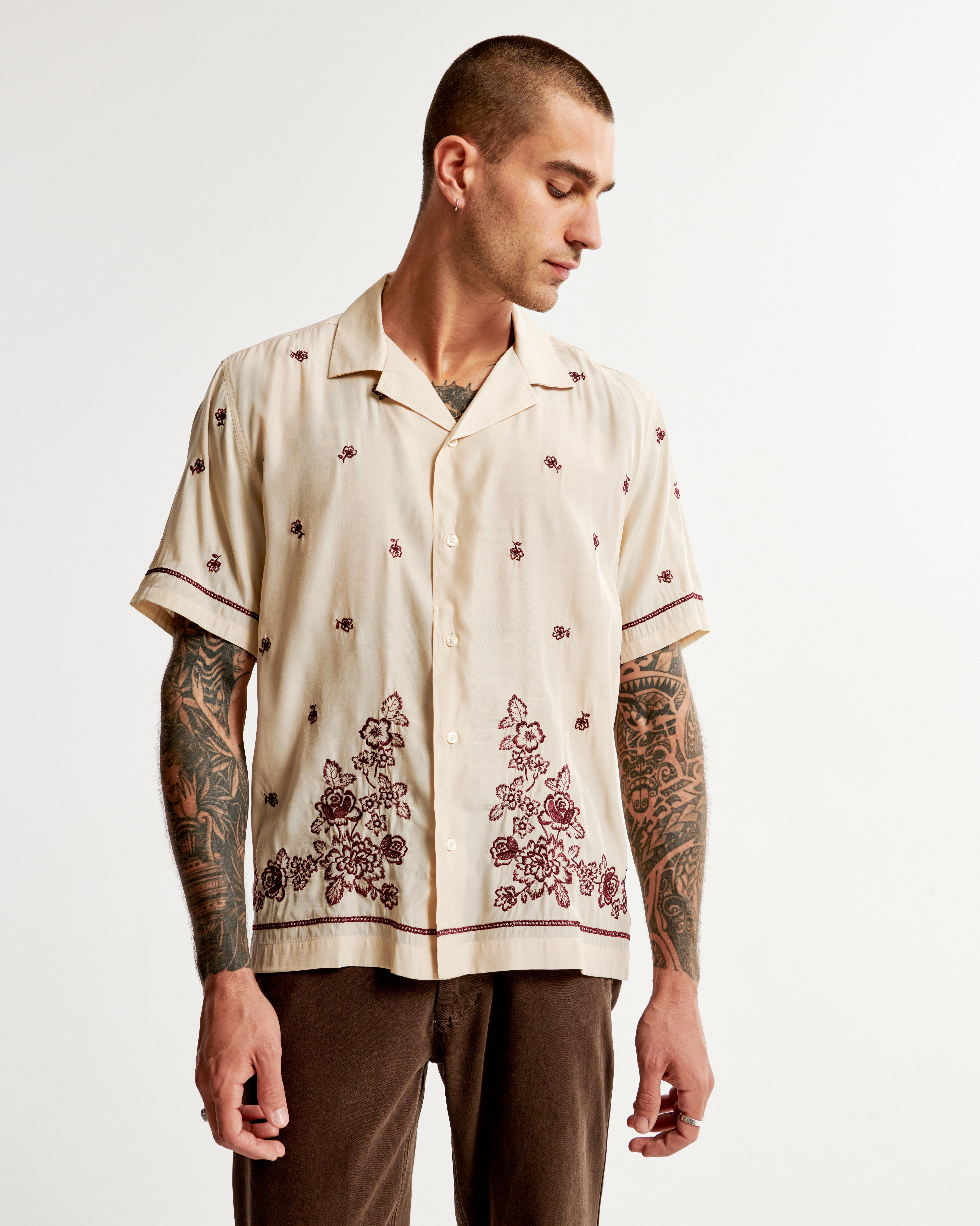 Pride Camp Collar Embroidered Button Up Shirt