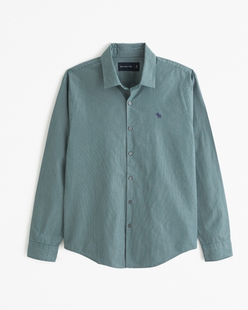 【Abercrombie & Fitch】リネン アイコン ボタンアップシャツ メンズ アイコン ポプリンボタンアップシャツ | メンズ セール