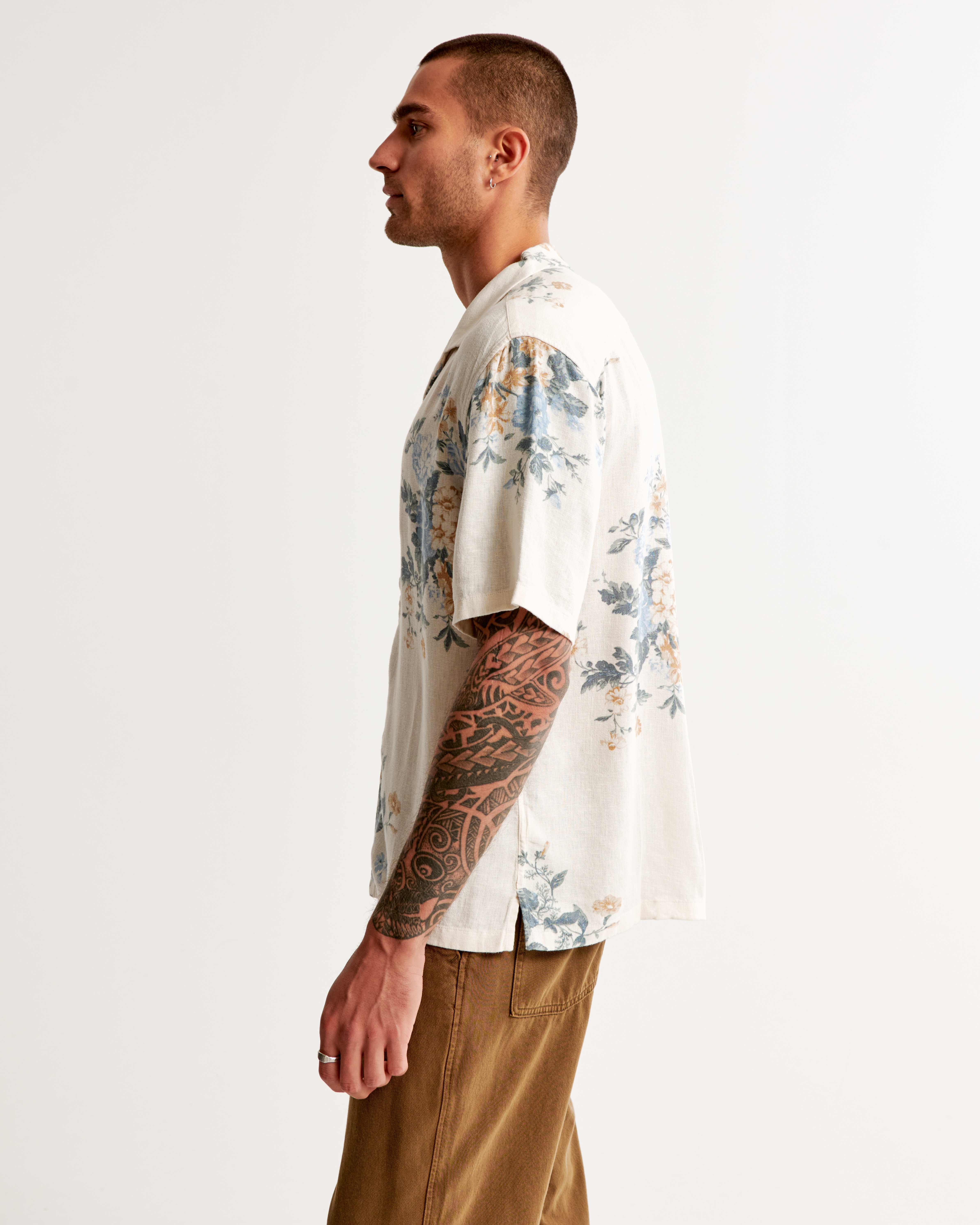 Camp Collar Linen-Blend Shirt