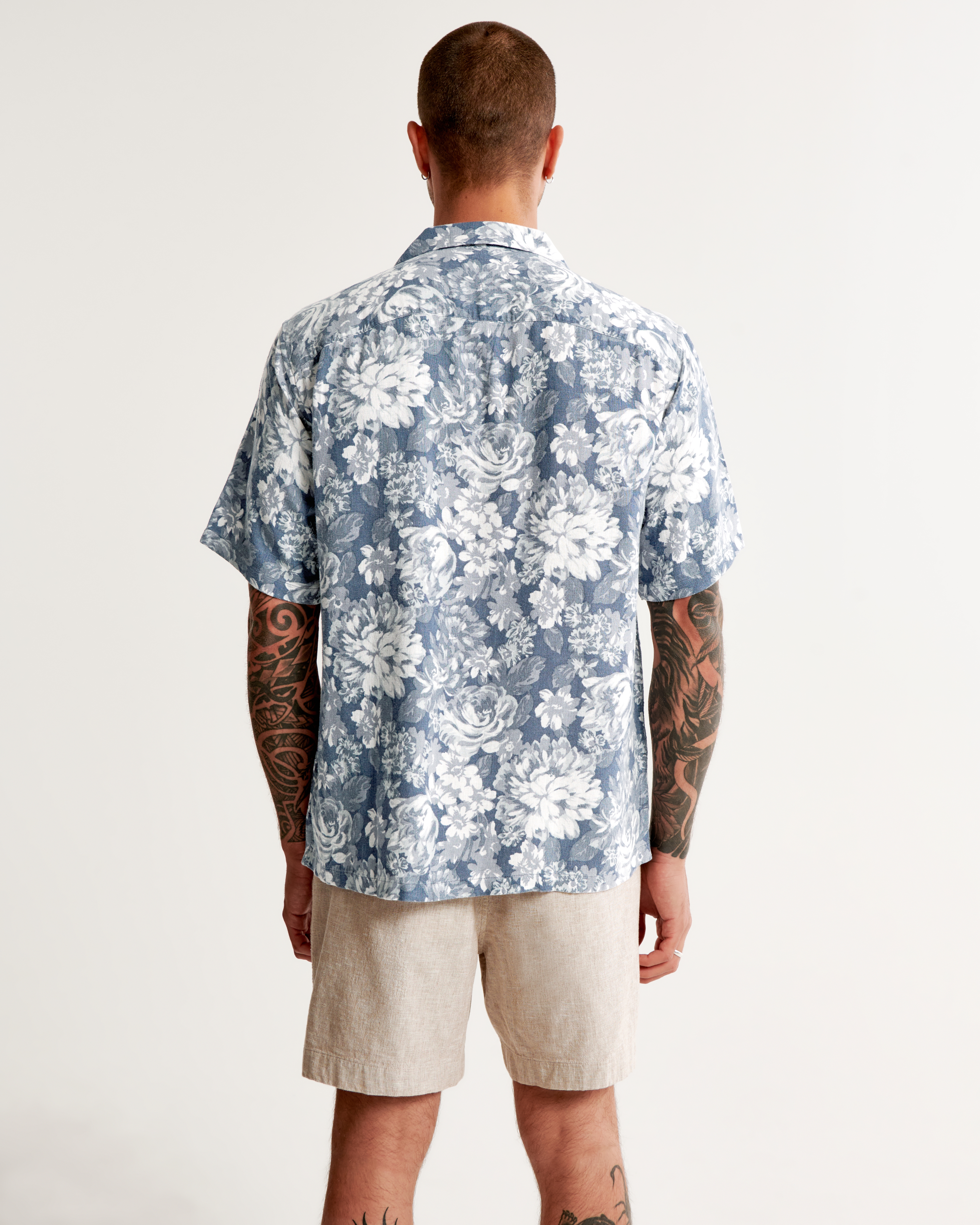 Men's Camp Collar Summer Linen-Blend Shirt | Men's Clearance