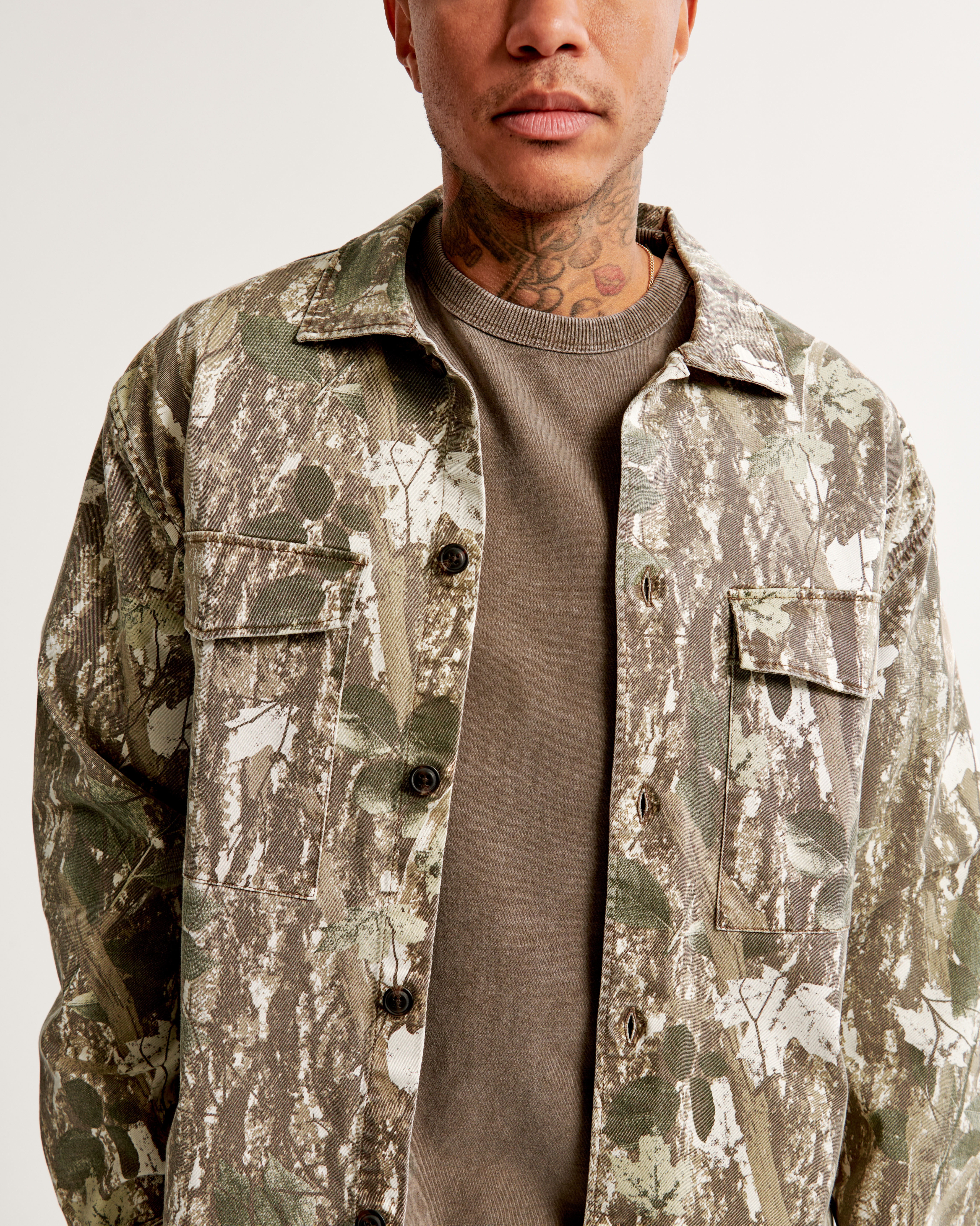 Camo hot sale jacket shirt