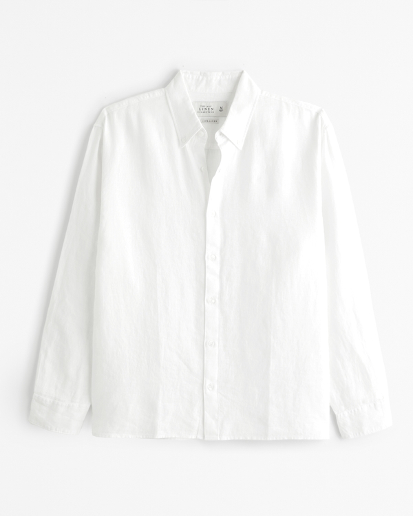 Linen Button-Up Shirt, White