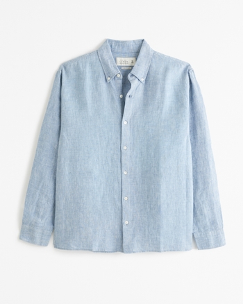 Hombre Camisa abotonada de lino Hombre Ofertas Abercrombie